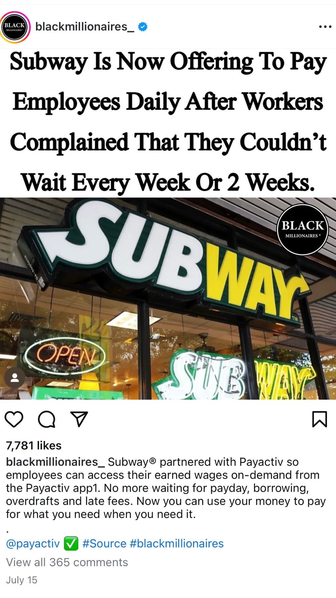 Subway pay employees